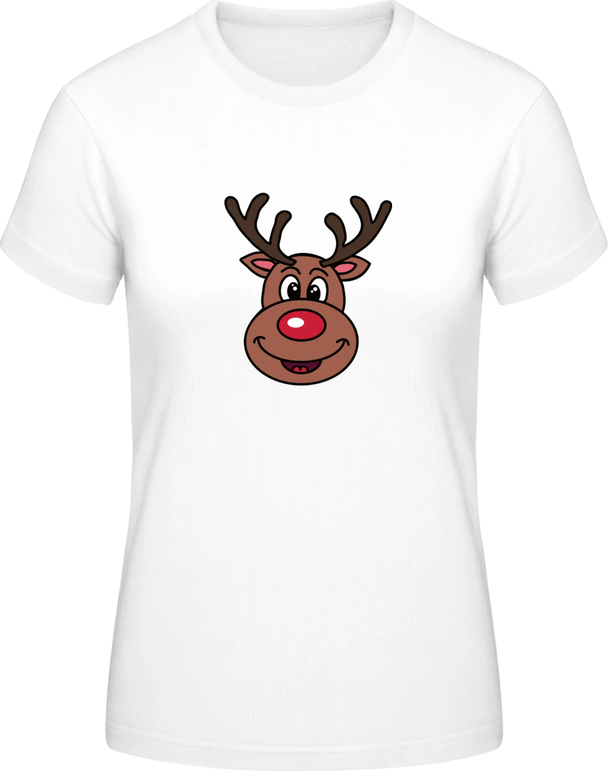 Rudolph The Red Nose Reindeer - White #E190 women T-Shirt - Front