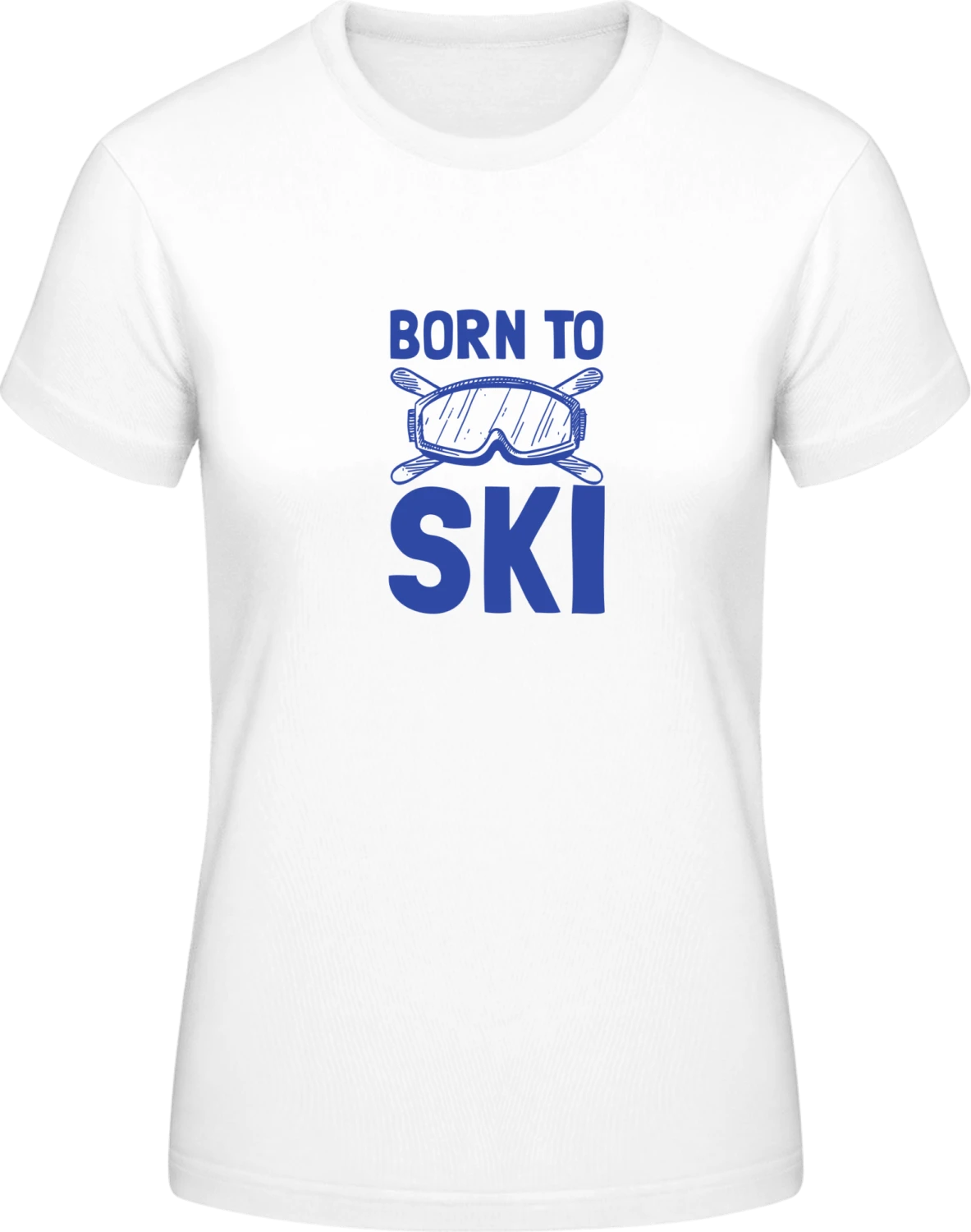 Born To Ski Logo - White #E190 women T-Shirt - Front