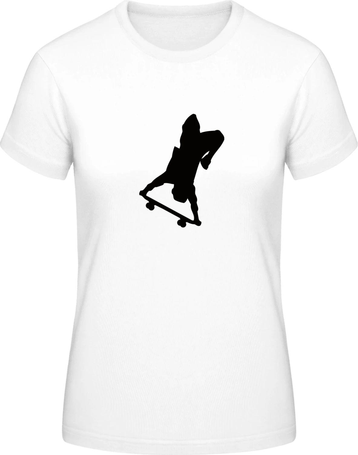 Skateboarder Trick - White #E190 women T-Shirt - Front