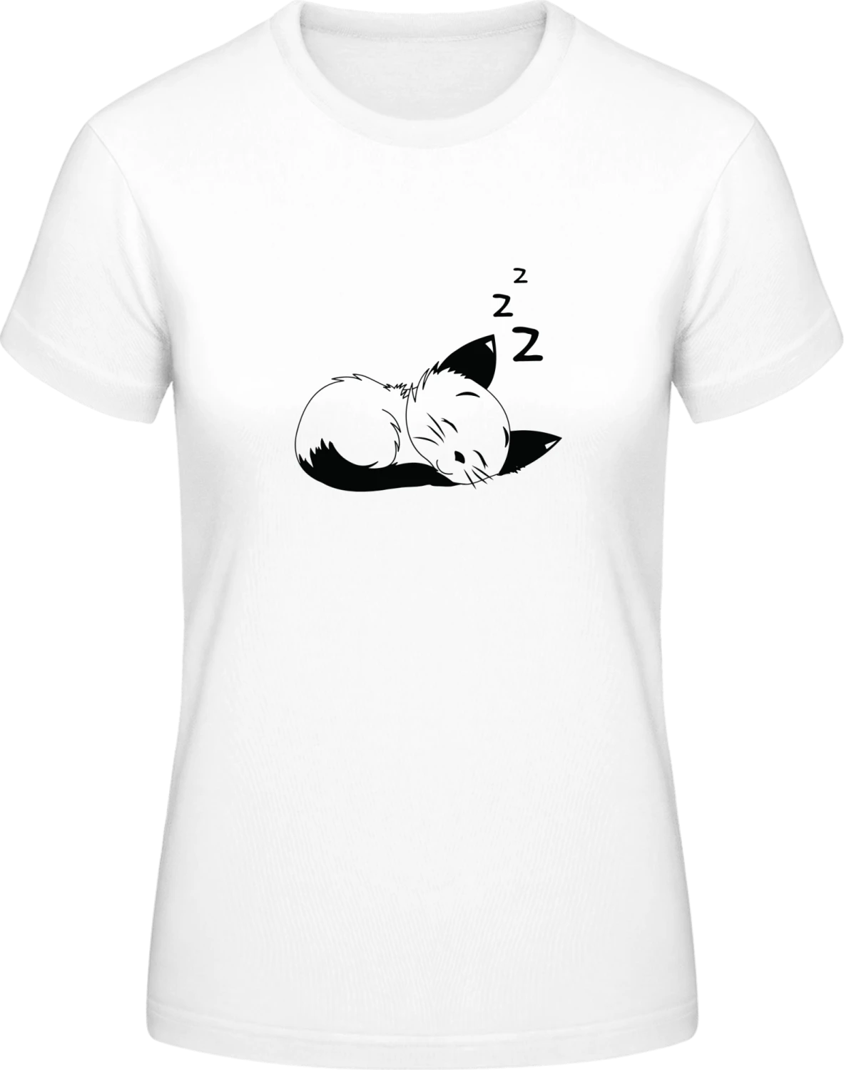 Sleeping Cat - White #E190 women T-Shirt - Front