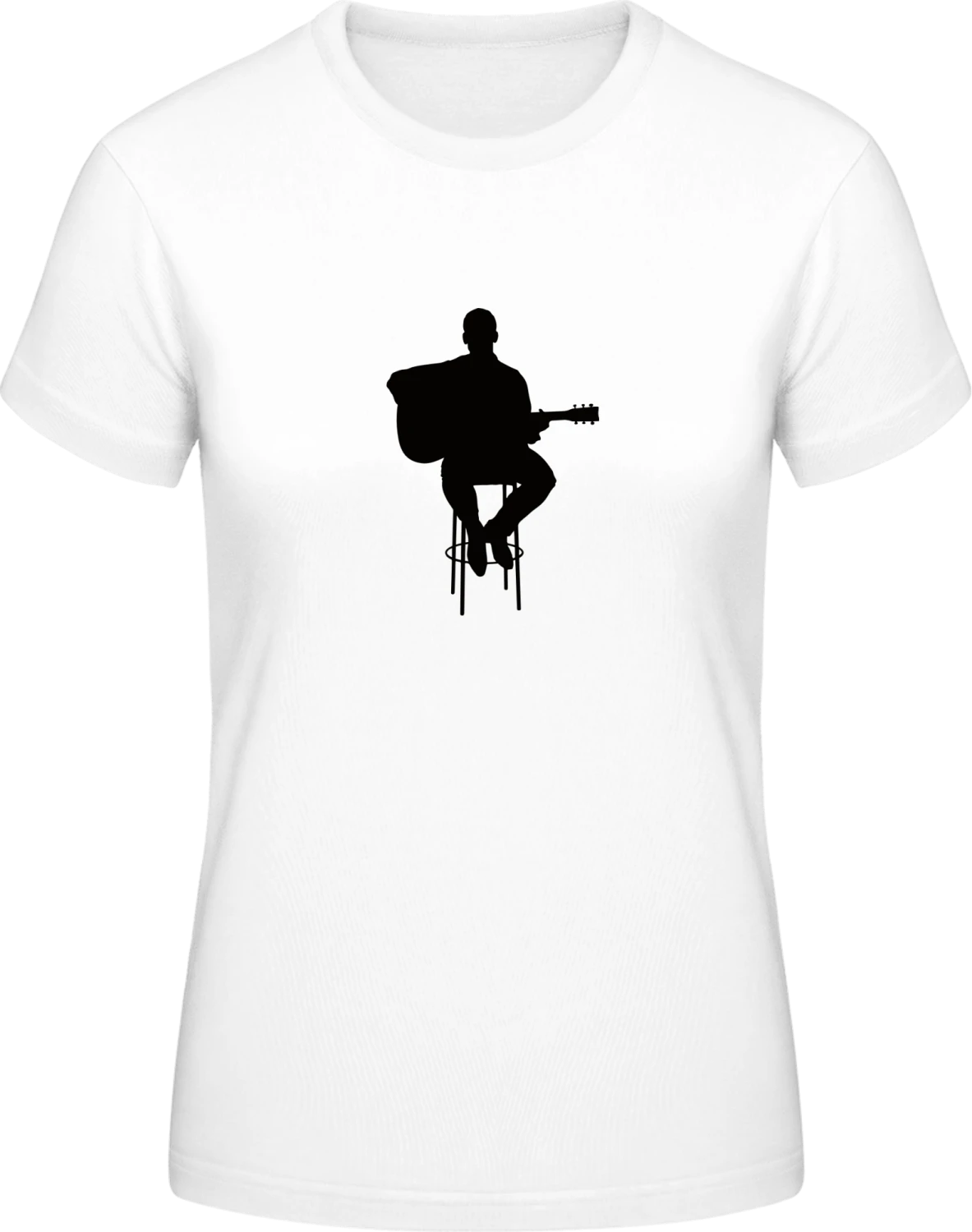 Sitting Guitarist - White #E190 women T-Shirt - Front