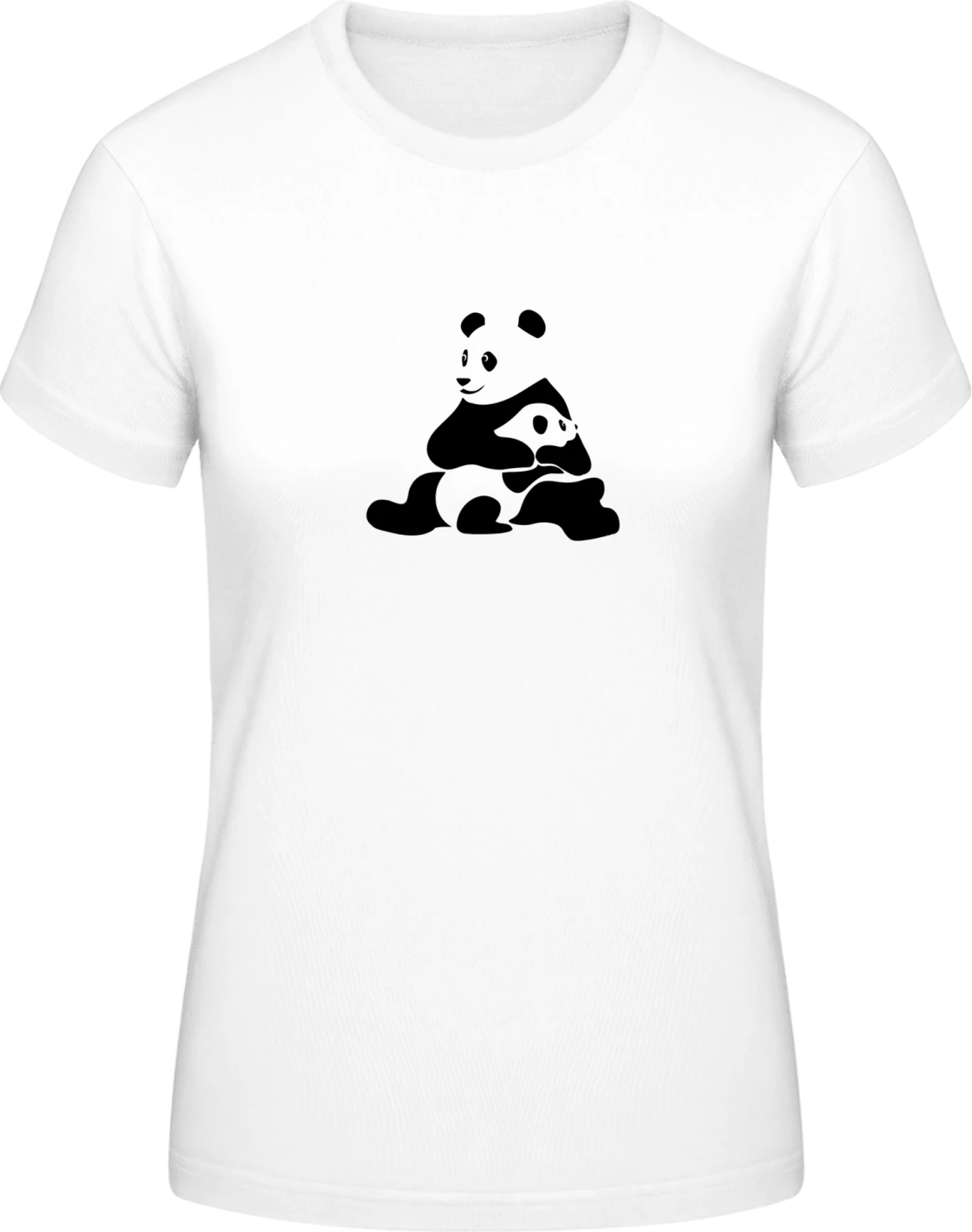 Panda Mama And Baby - White #E190 women T-Shirt - Front