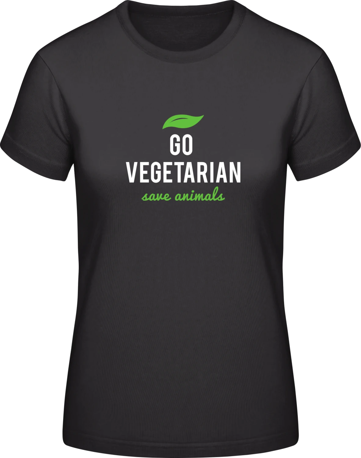 Go Vegetarian Save Animals - Black #E190 women T-Shirt - Front