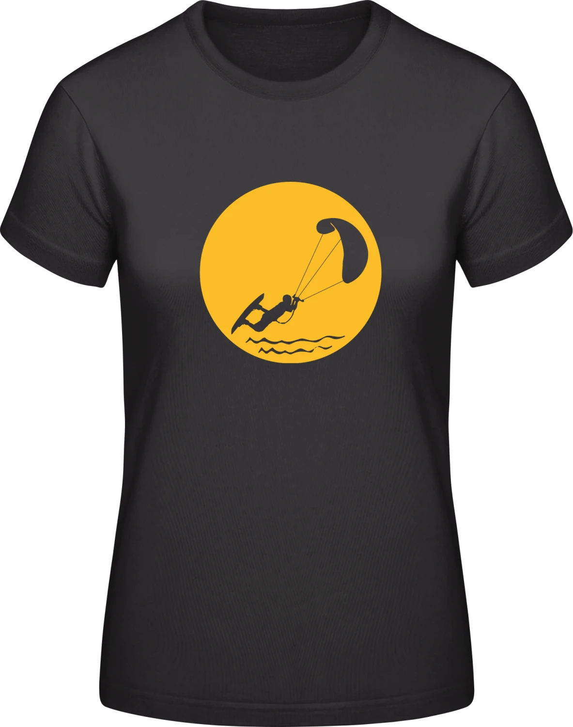 Kitesurfer In Moonlight - Black #E190 women T-Shirt - Front