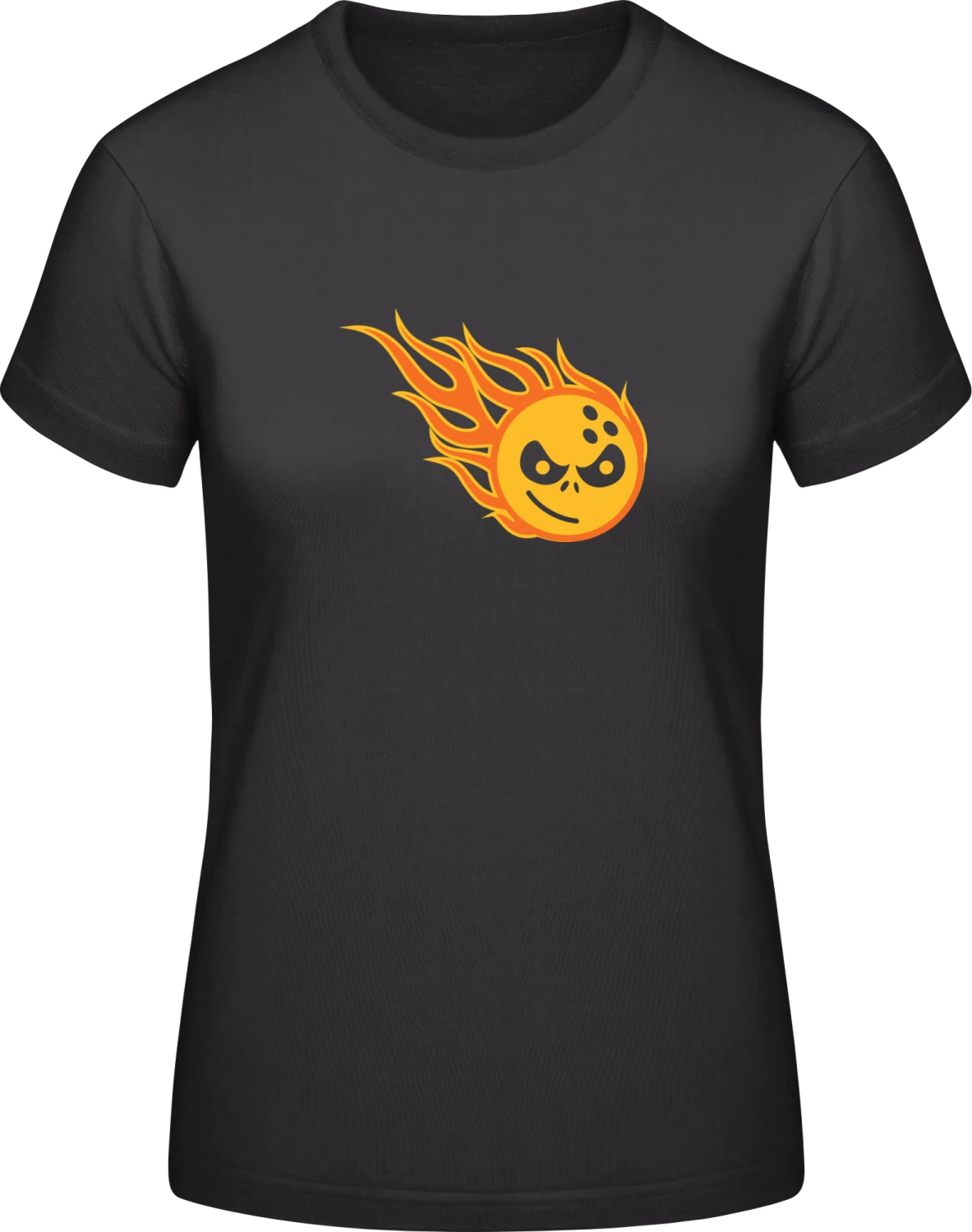 Bowling Ball on Fire - Black #E190 women T-Shirt - Front