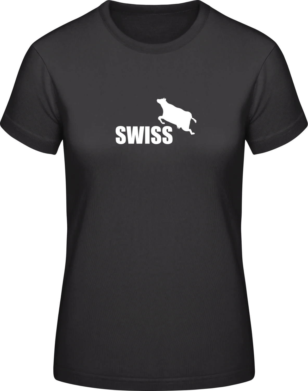 Swiss Cow - Black #E190 women T-Shirt - Front