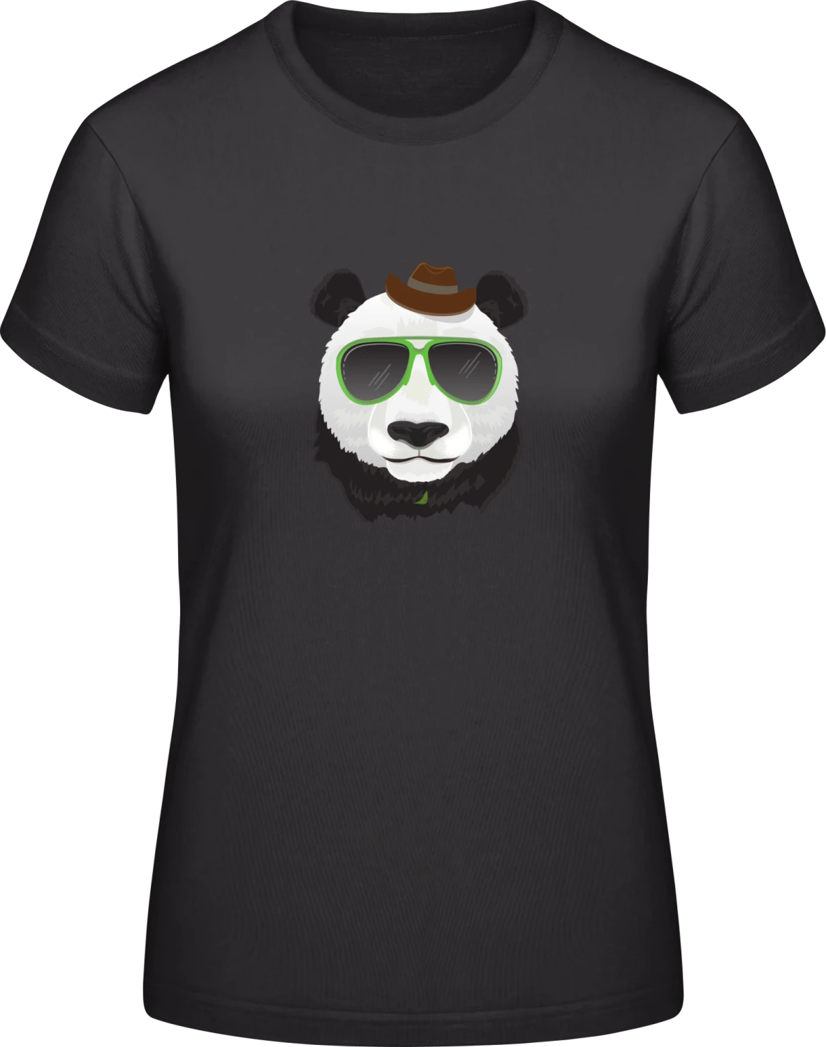 Hipster Panda - Black #E190 women T-Shirt - Front