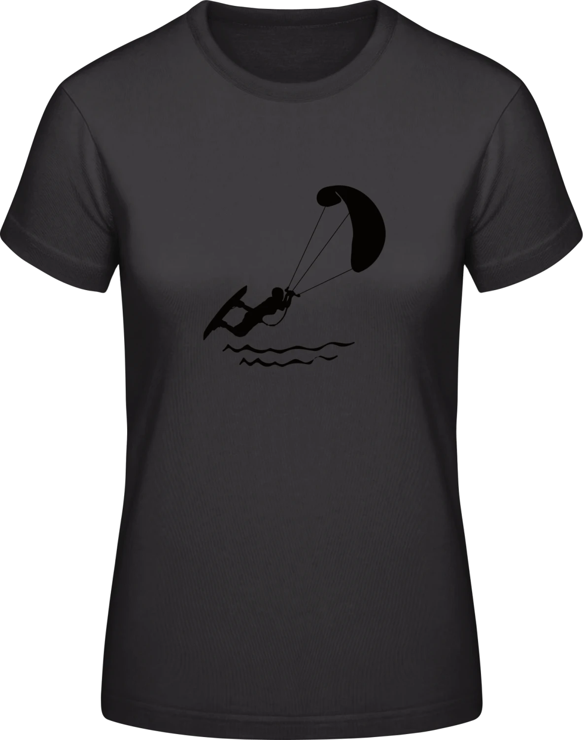 Kitesurfer Silhouette - Black #E190 women T-Shirt - Front