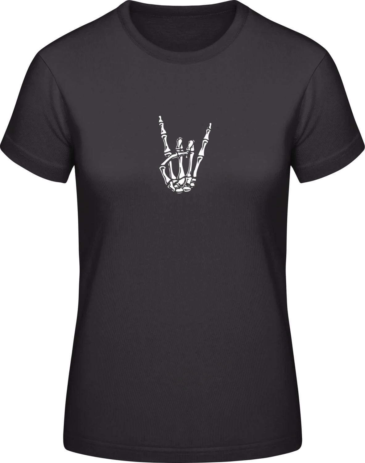 Rock On Skeleton Hand - Black #E190 women T-Shirt - Front