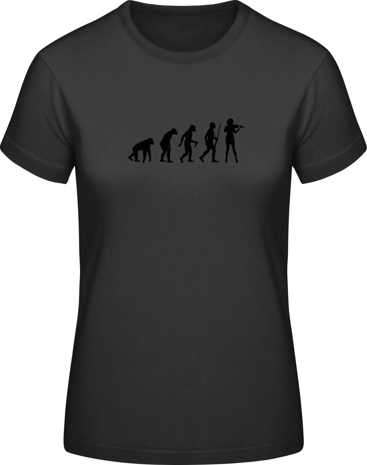 Female Violin Player Evolution - Black #E190 women T-Shirt - Front