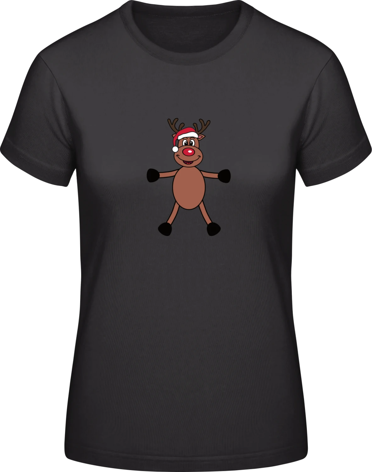 Rudolph Red Nose - Black #E190 women T-Shirt - Front