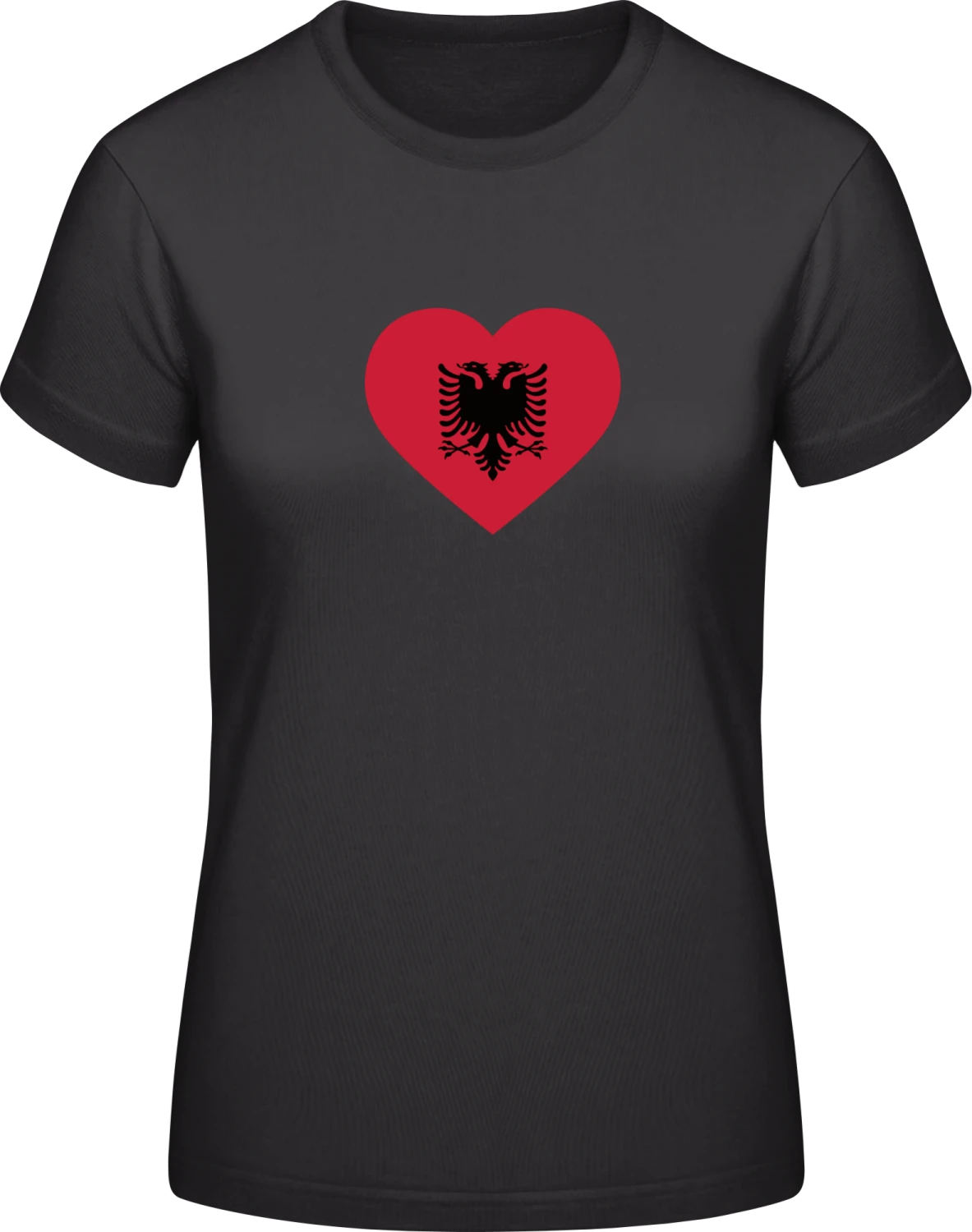 Albanian Heart Flag - Black #E190 women T-Shirt - Front