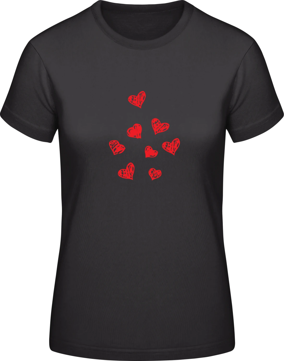 Hearts Drawing - Black #E190 women T-Shirt - Front