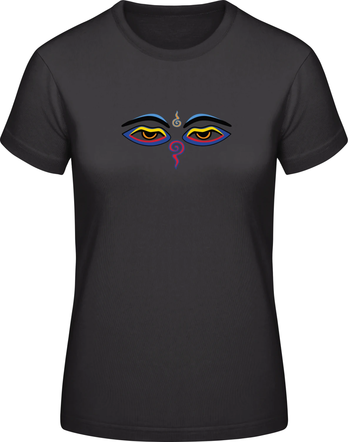 Eyes of Buddha Symbol - Black #E190 women T-Shirt - Front