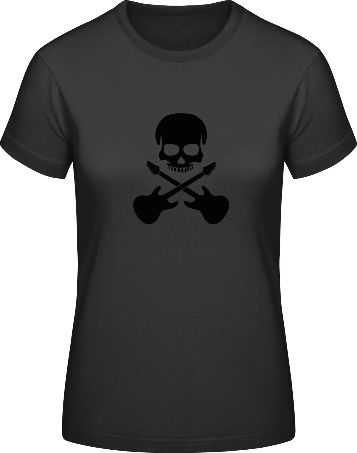 Guitarist Skull - Black #E190 women T-Shirt - Front