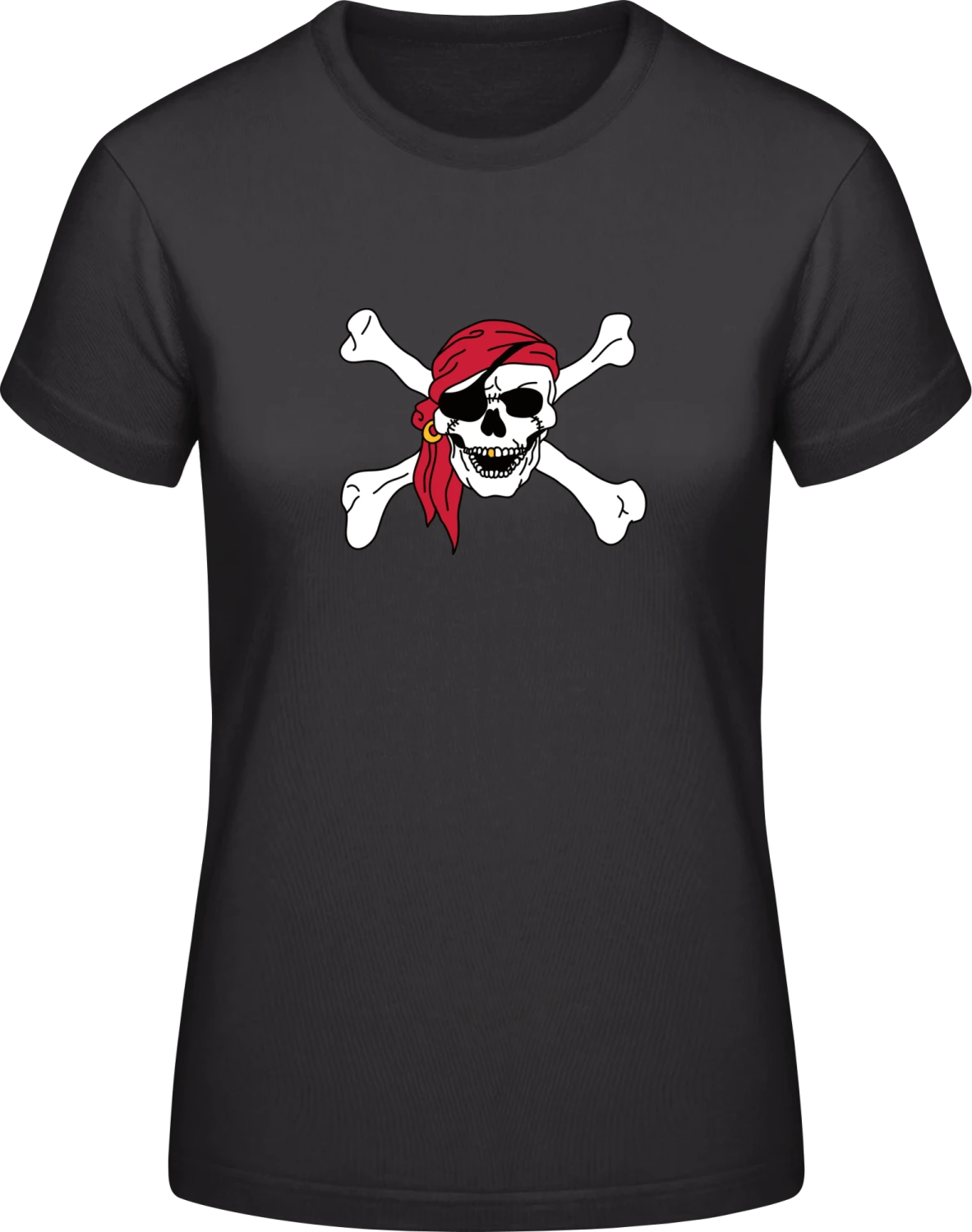 Pirate Skull And Crossbones - Black #E190 women T-Shirt - Front