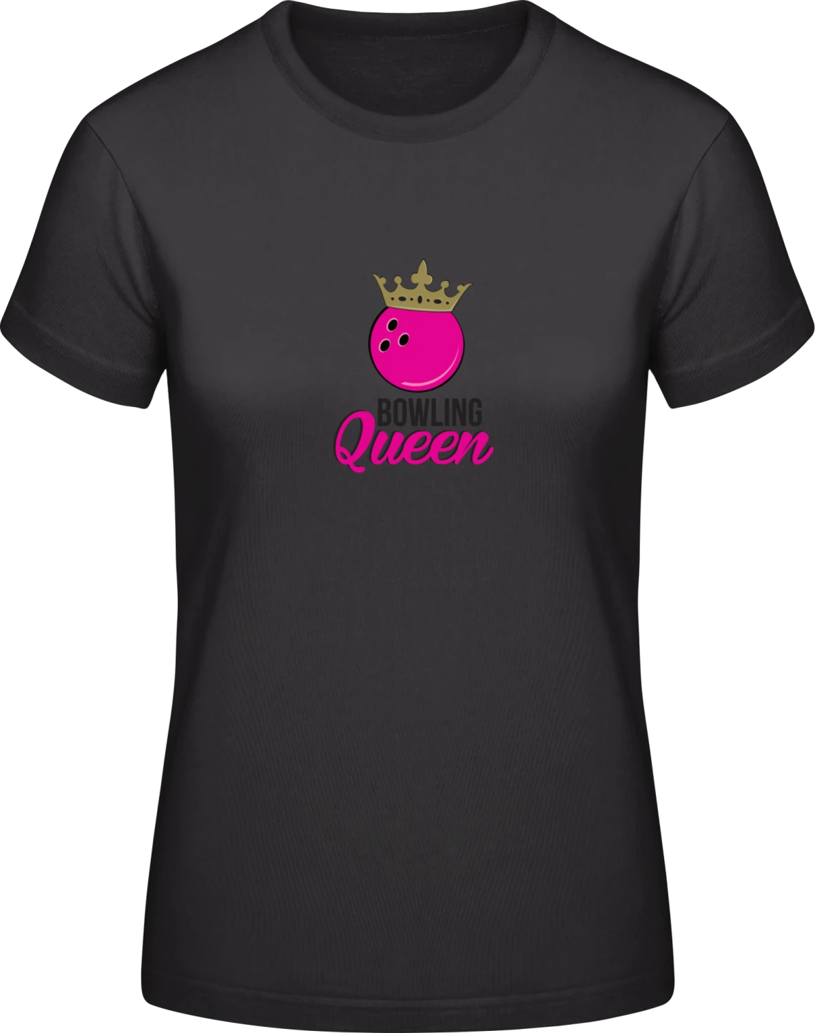 Bowling Queen - Black #E190 women T-Shirt - Front