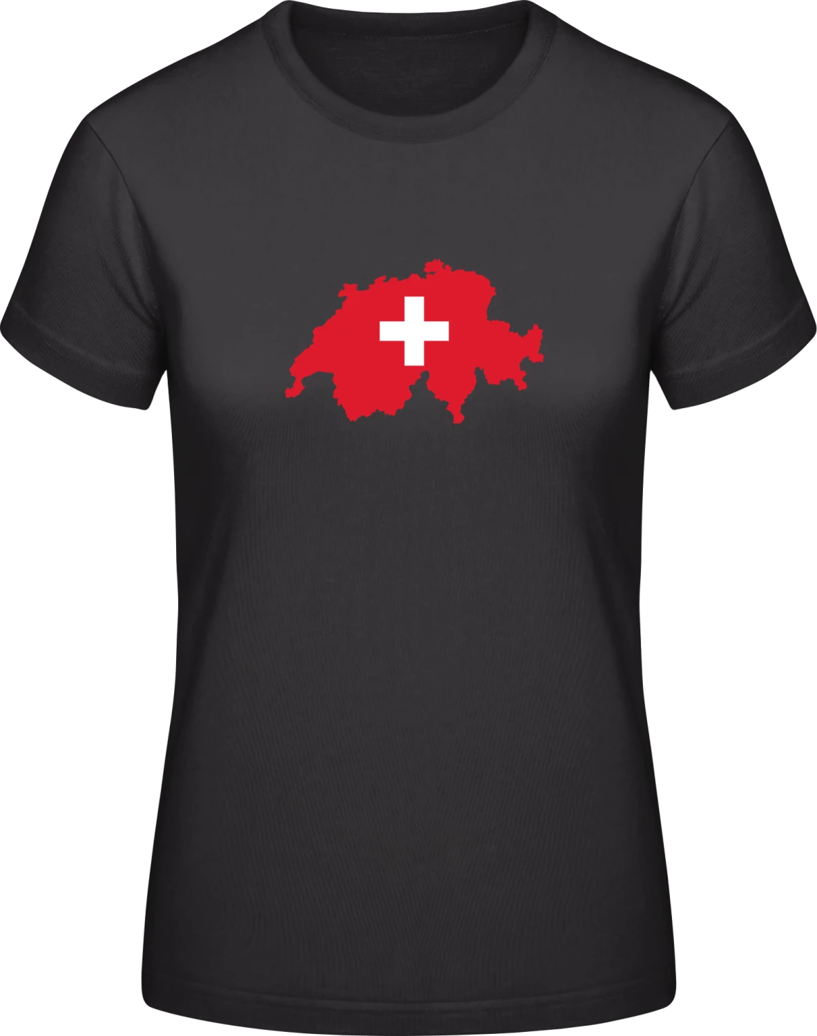 Schweiz Karte und Kreuz - Black #E190 women T-Shirt - Front