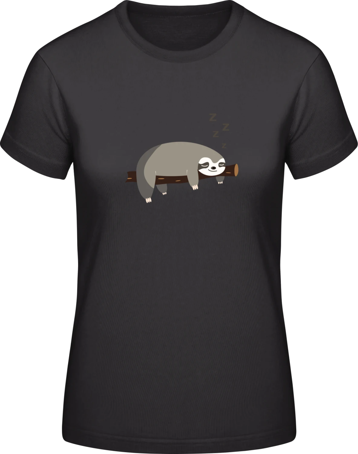 Sleeping Sloth - Black #E190 women T-Shirt - Front