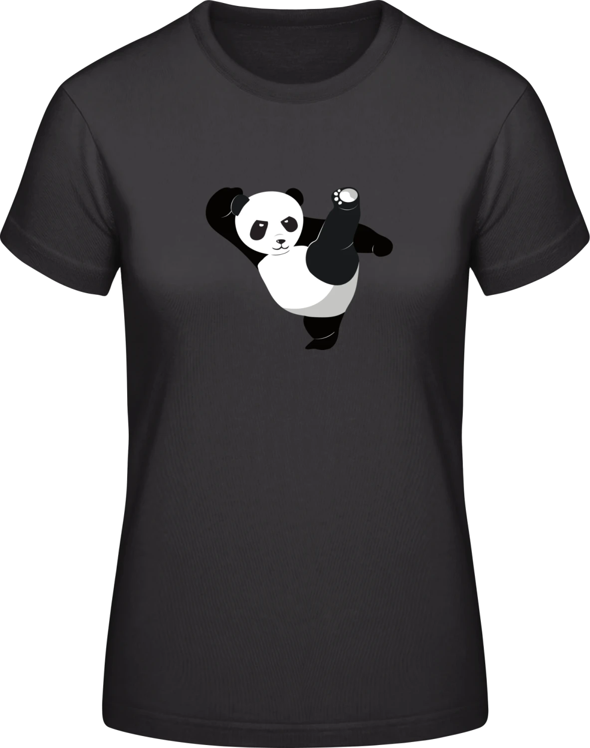 Karate Panda  - Black #E190 women T-Shirt - Front