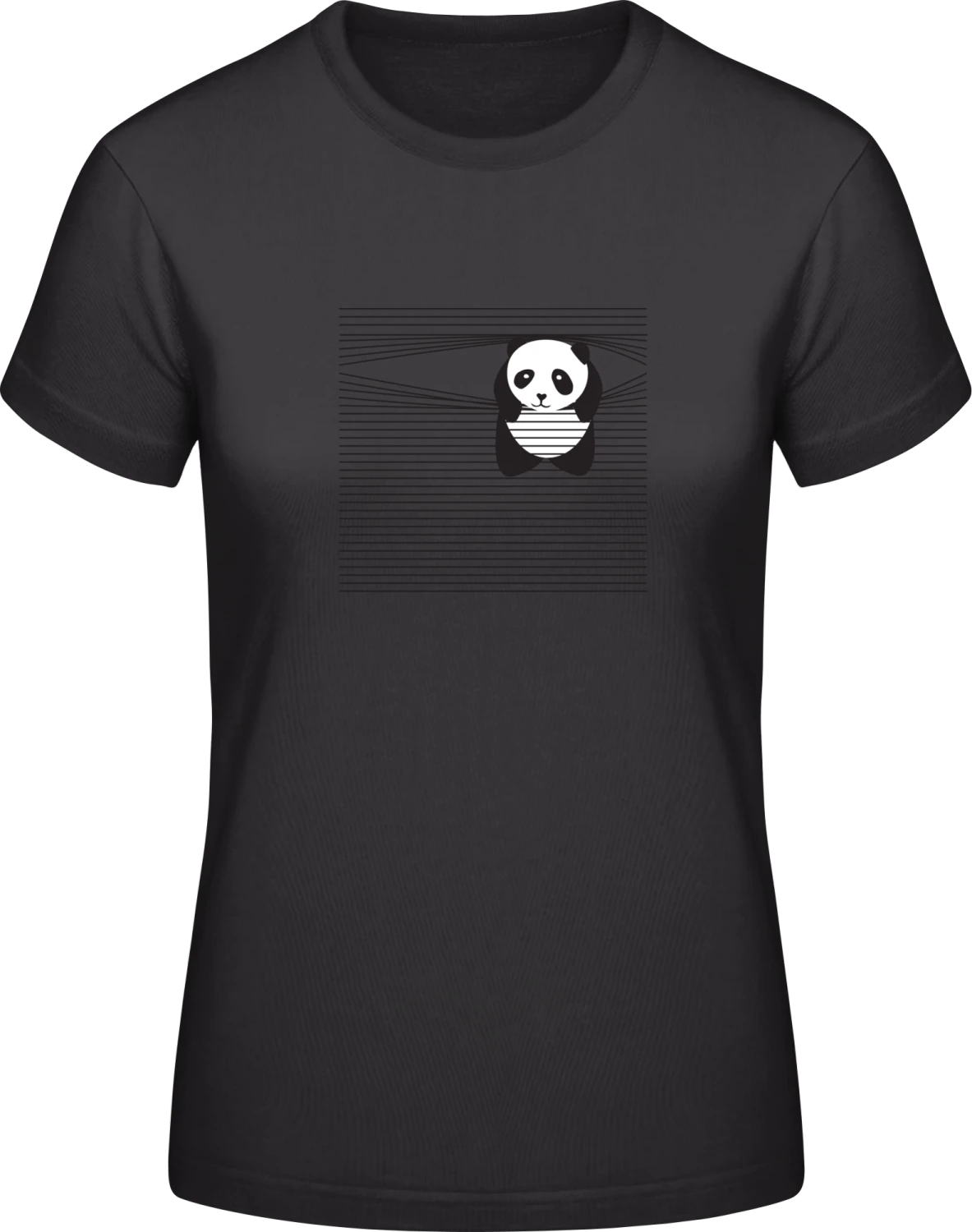 Panda Between The Lines - Black #E190 women T-Shirt - Front