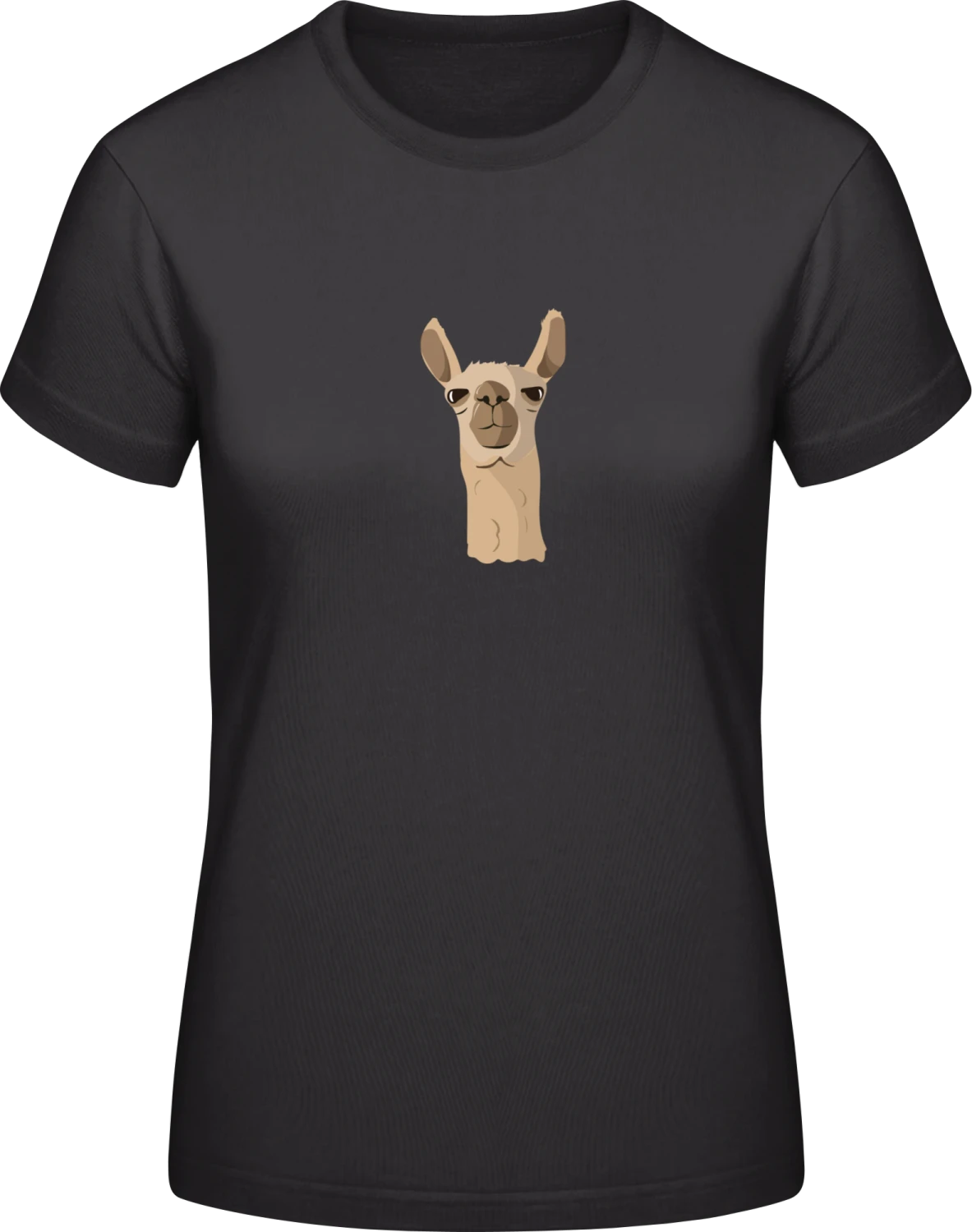 Llama Funny Head - Black #E190 women T-Shirt - Front