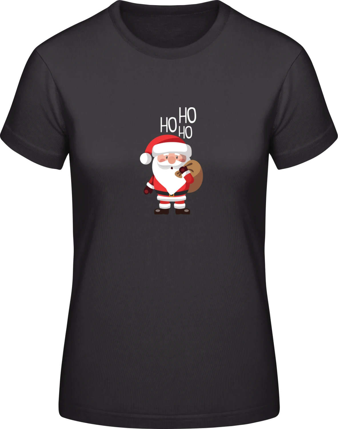 Santa Claus Ho Ho Ho - Black #E190 women T-Shirt - Front