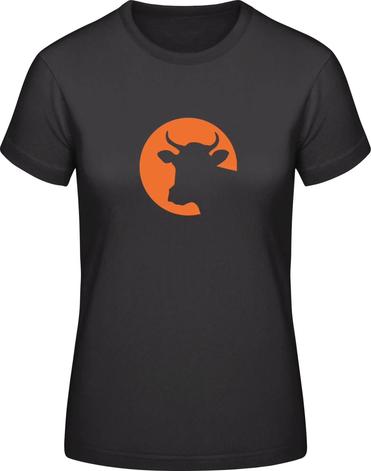 Cow Head in the Moonshine - Black #E190 women T-Shirt - Front