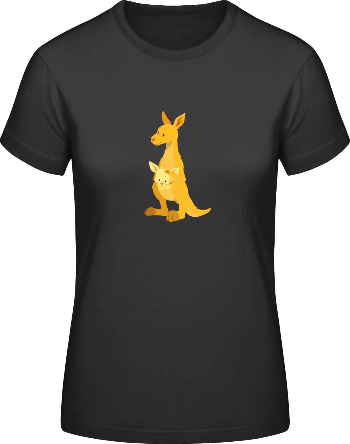 Kangaroo With Baby - Black #E190 women T-Shirt - Front