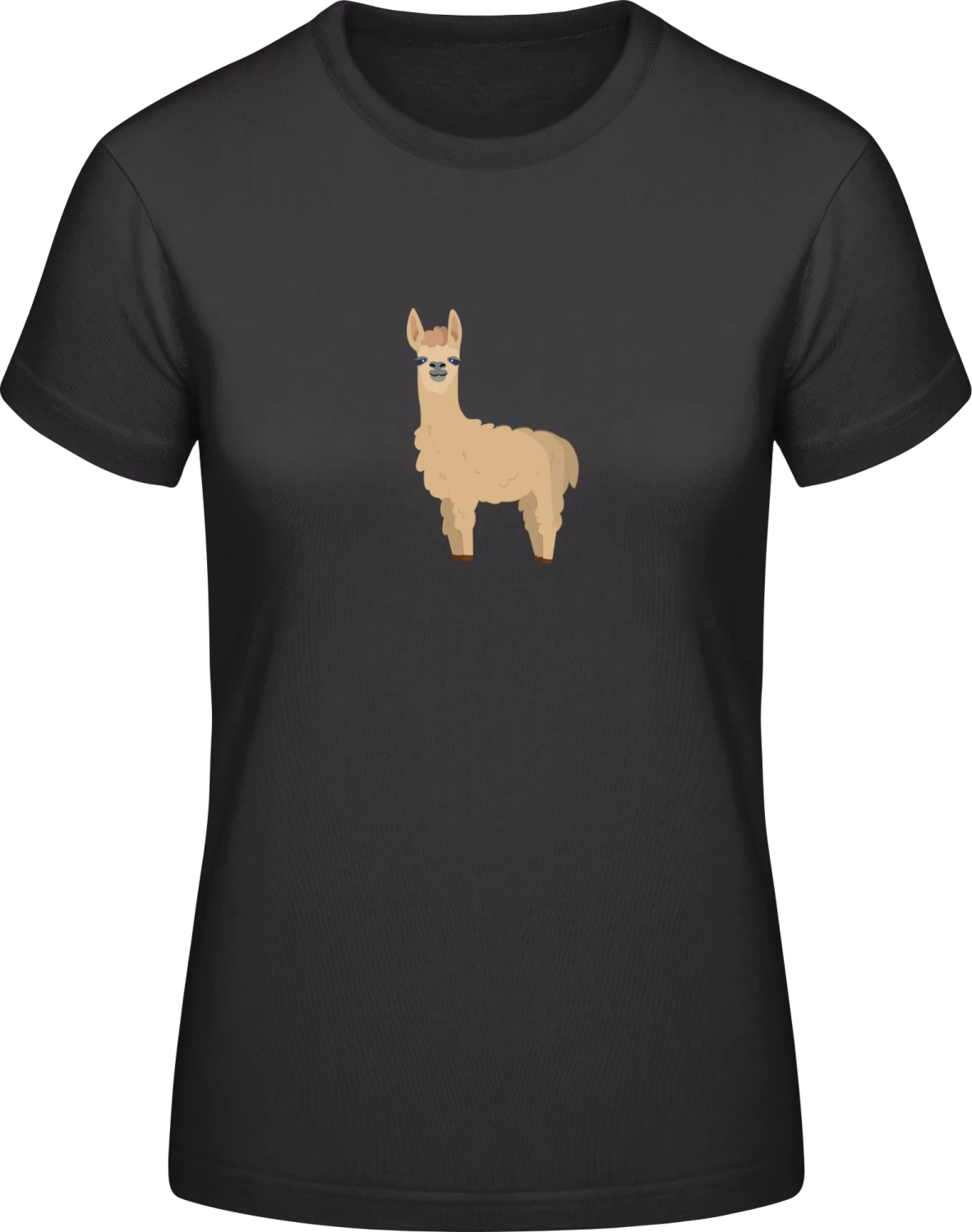 Funny Llama  - Black #E190 women T-Shirt - Front