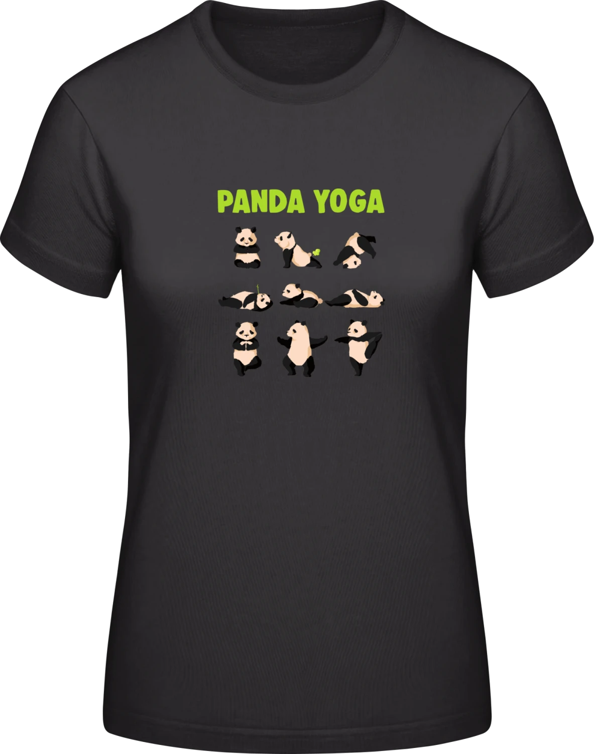 Panda Yoga - Black #E190 women T-Shirt - Front