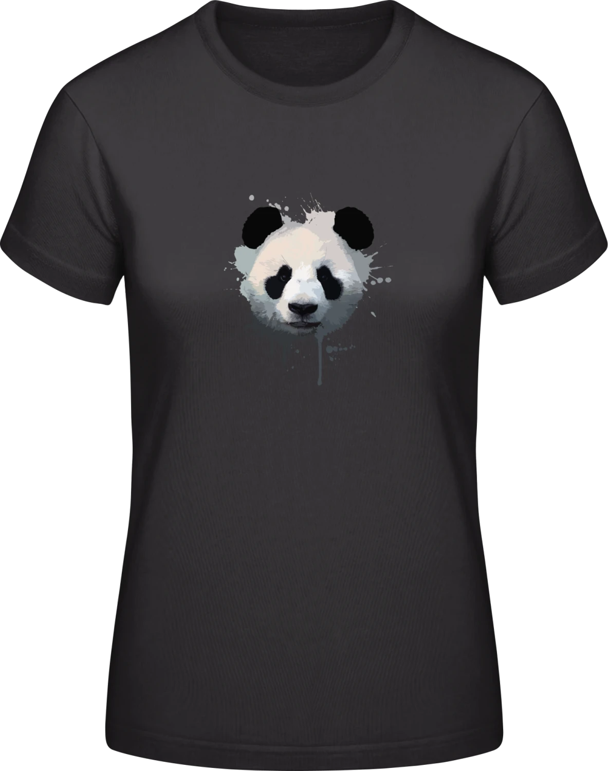 Panda Face Watercolor - Black #E190 women T-Shirt - Front