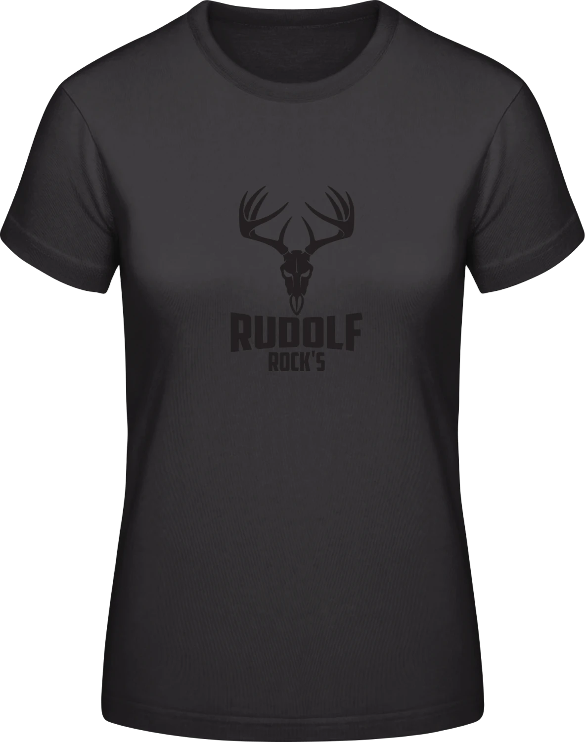 Rudolph Rocks - Black #E190 women T-Shirt - Front