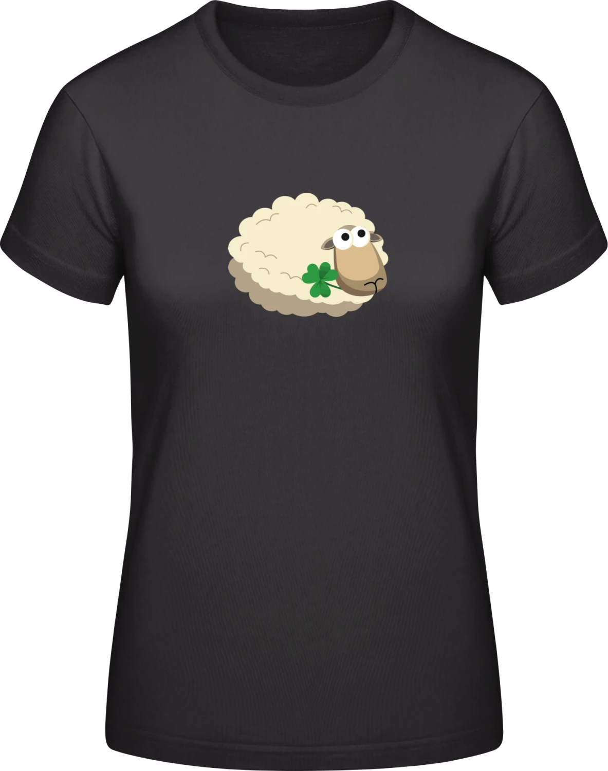 Lucky Sheep - Black #E190 women T-Shirt - Front