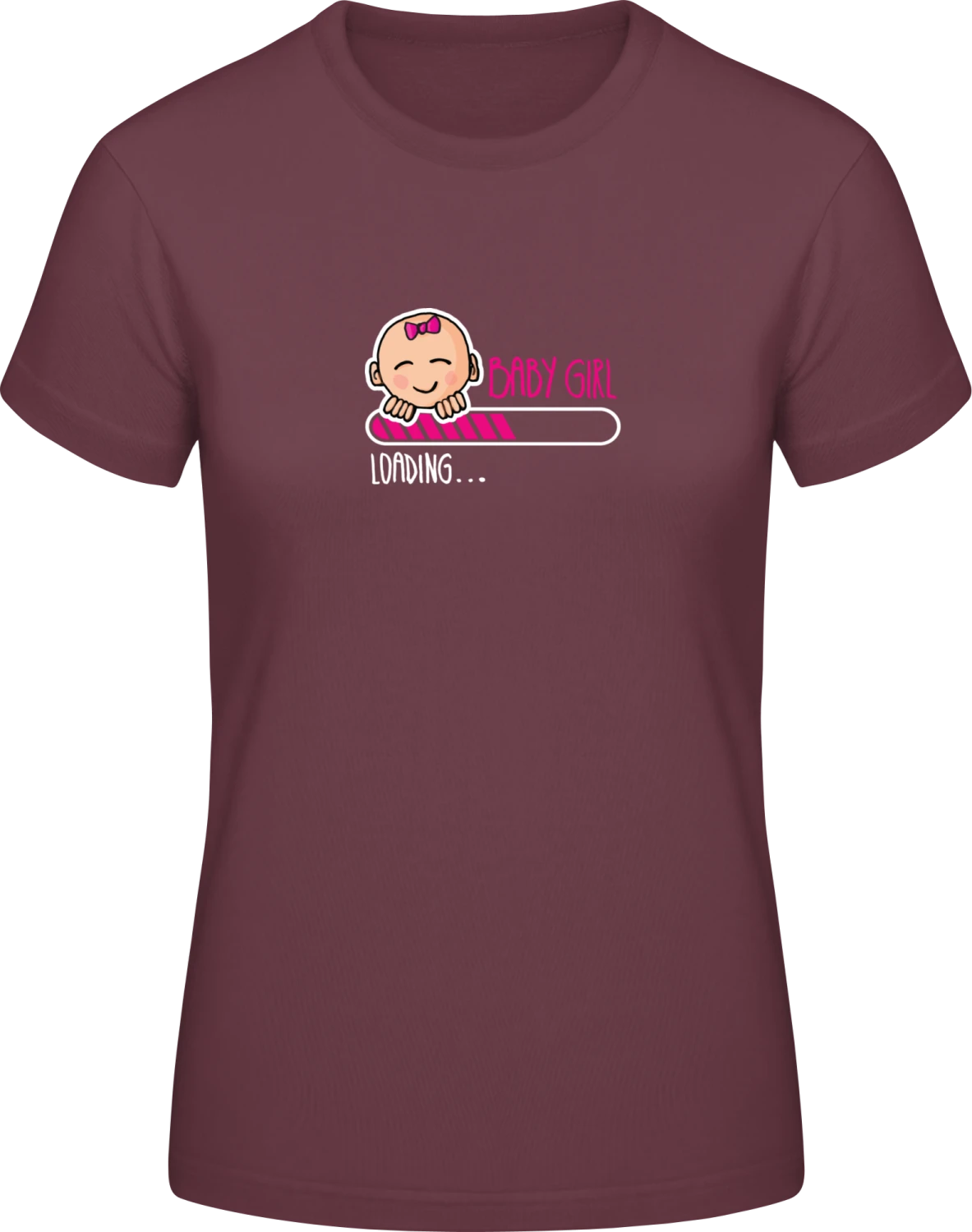 Baby Girl Loading Comic - Burgundy #E190 women T-Shirt - Front