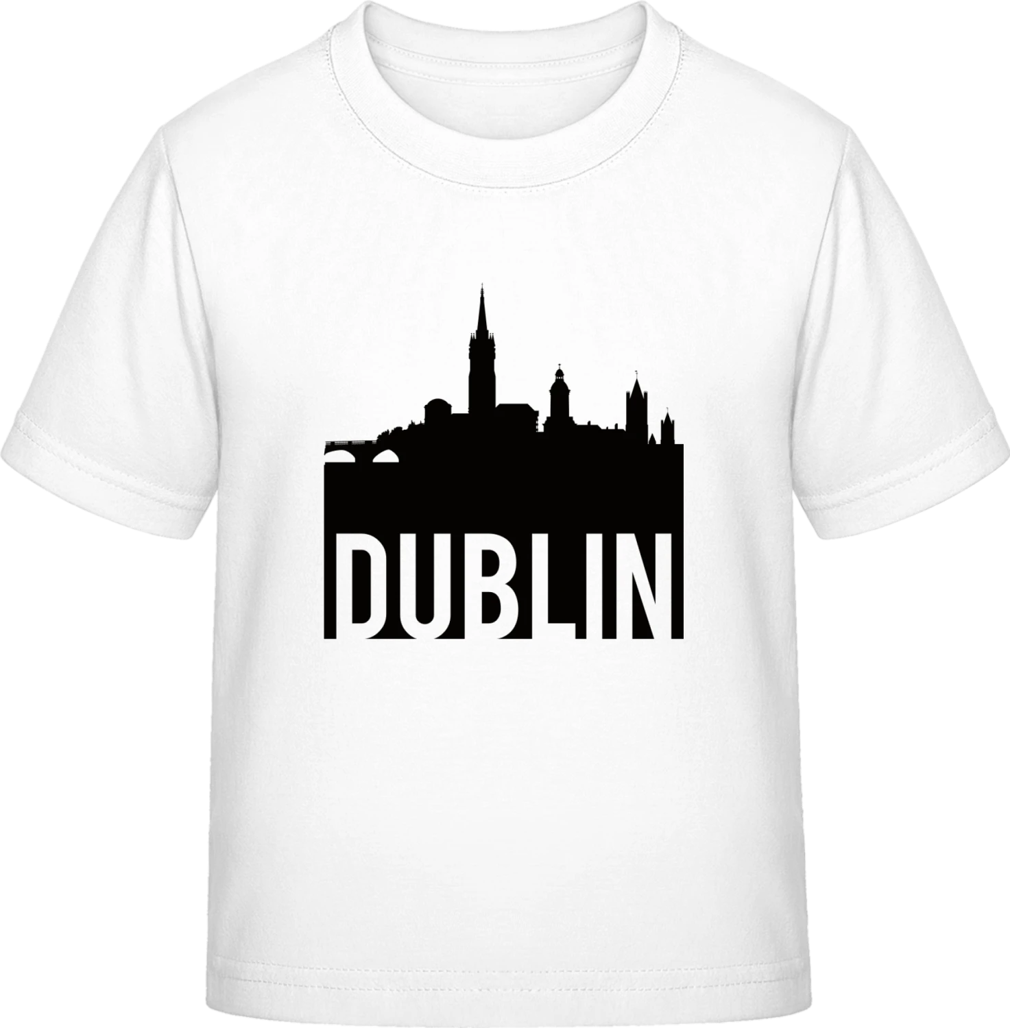 Dublin Skyline - White Exact 190 Kids - Front