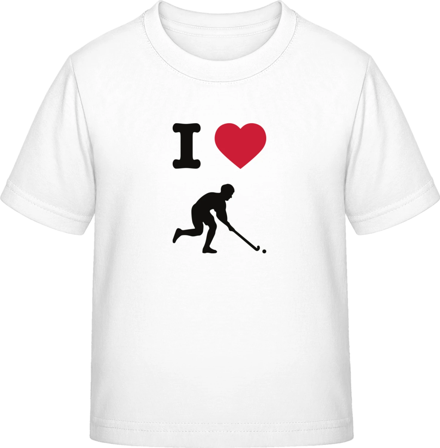 I Heart Field Hockey Logo - White Exact 190 Kids - Front