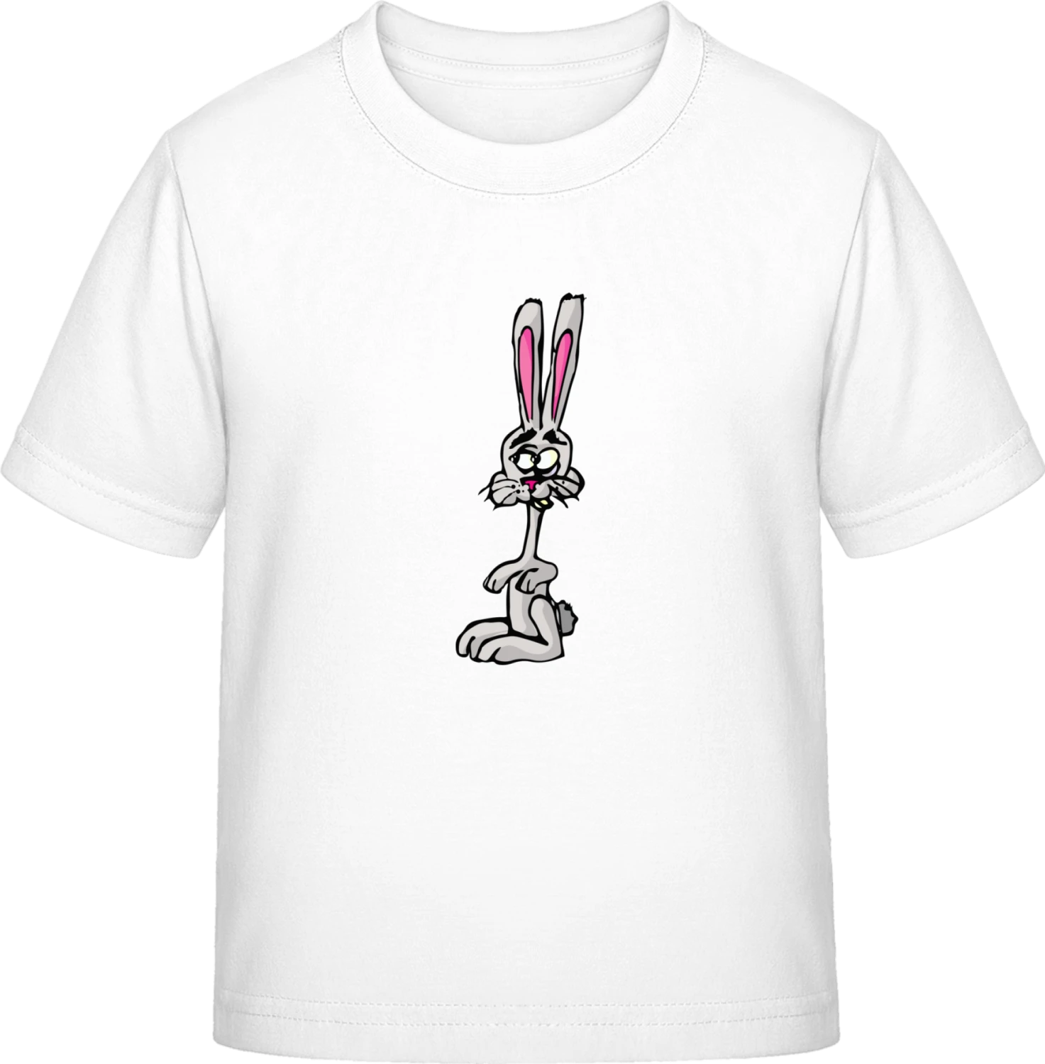 Grey Bunny Illustration - White Exact 190 Kids - Front