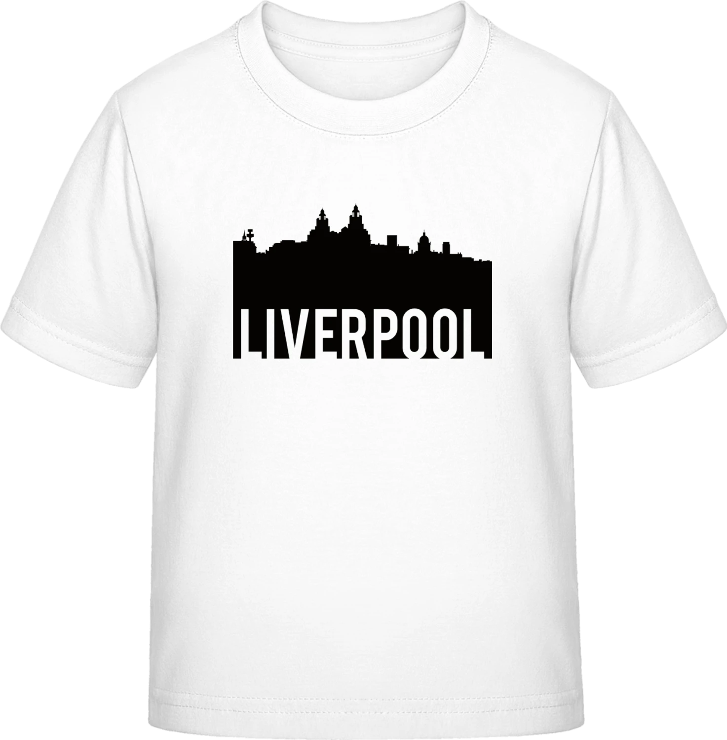 Liverpool City Skyline - White Exact 190 Kids - Front