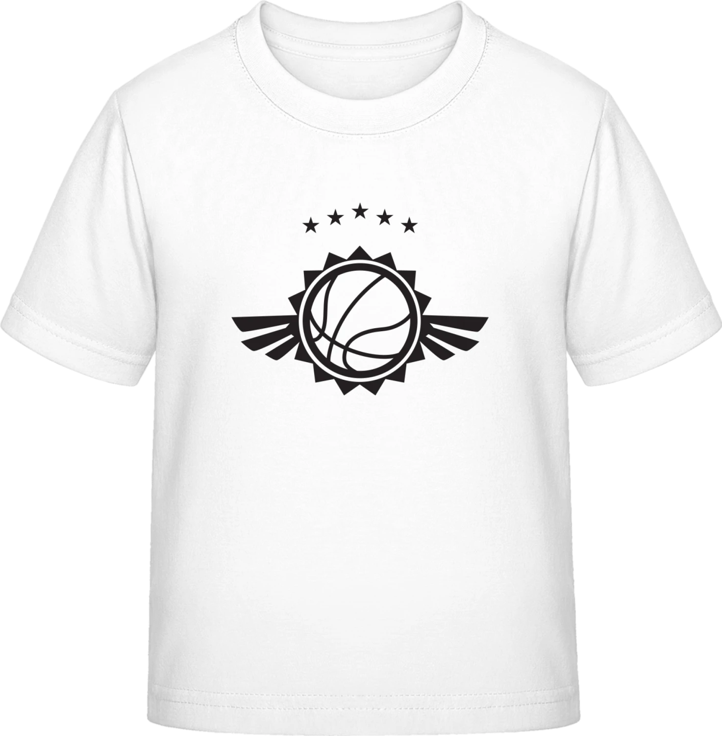 Basketball Winged Symbol - White Exact 190 Kids - Front