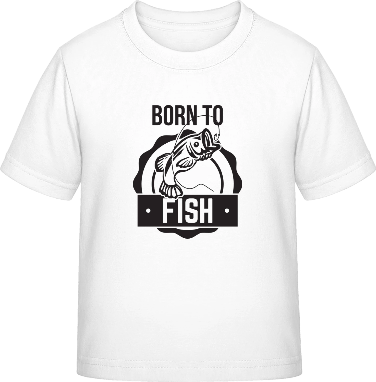 Born To Fish Logo - White Exact 190 Kids - Front