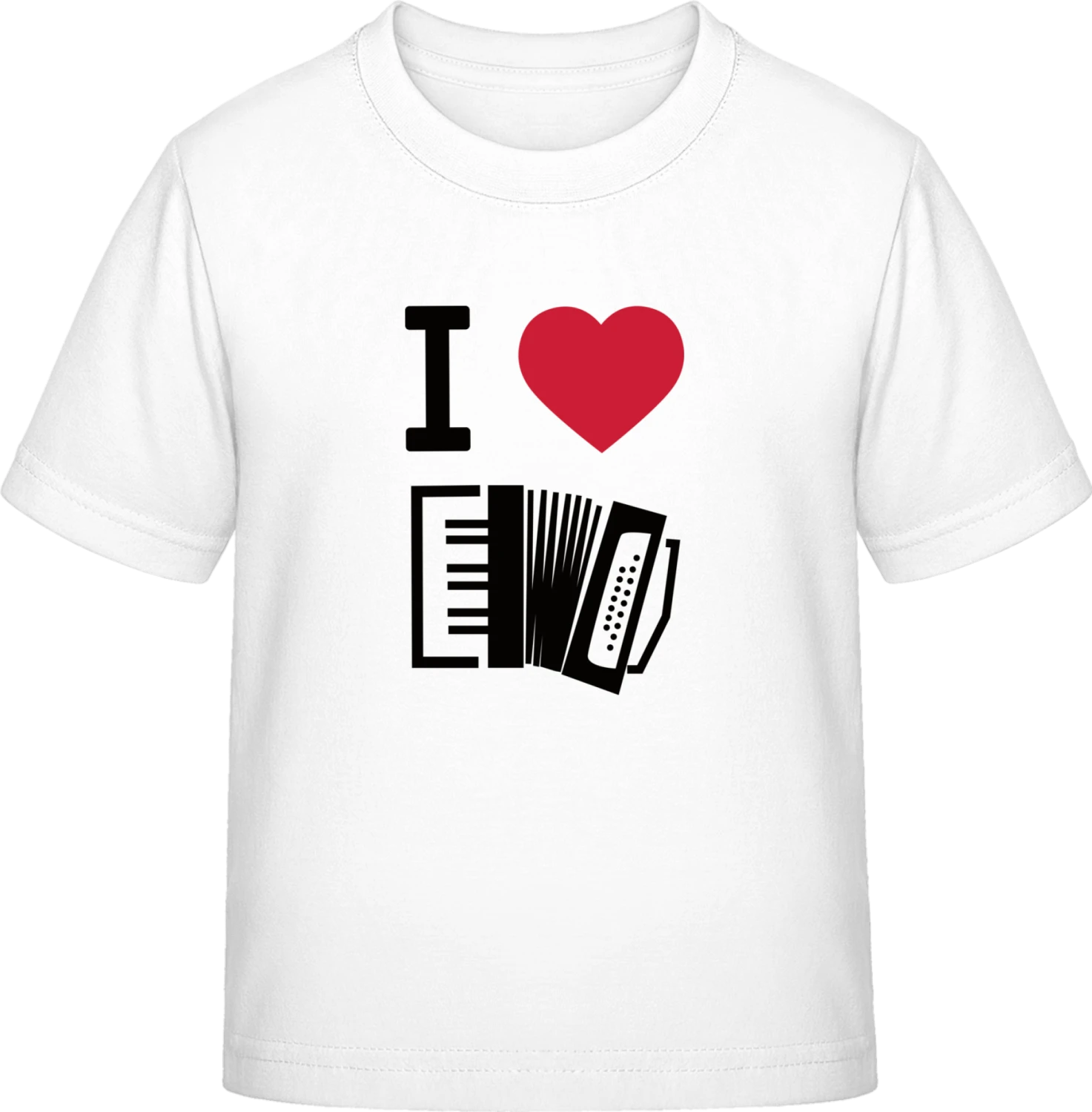 I Heart Accordion Music - White Exact 190 Kids - Front