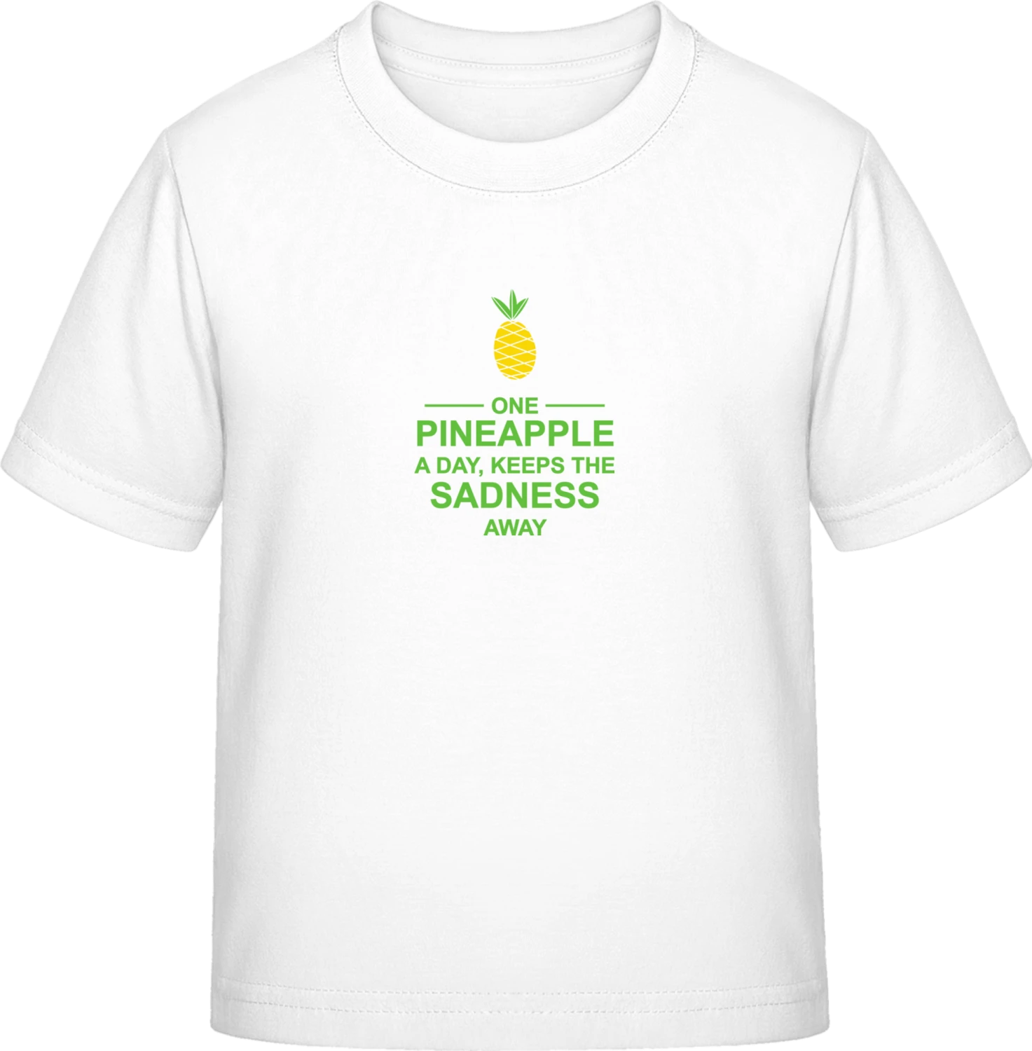 One Pineapple A Day No Sadness  - White Exact 190 Kids - Front