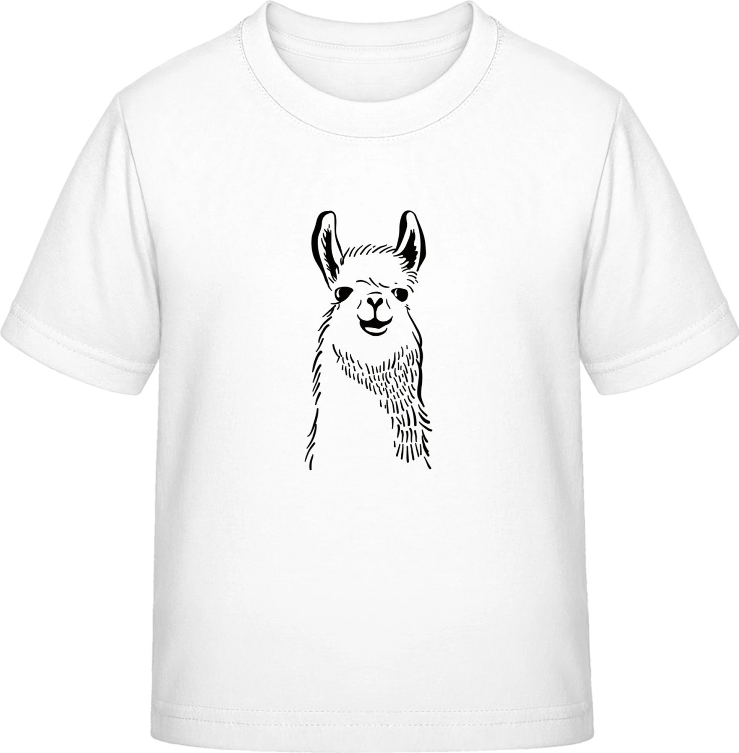 Llama Line Illustration - White Exact 190 Kids - Front