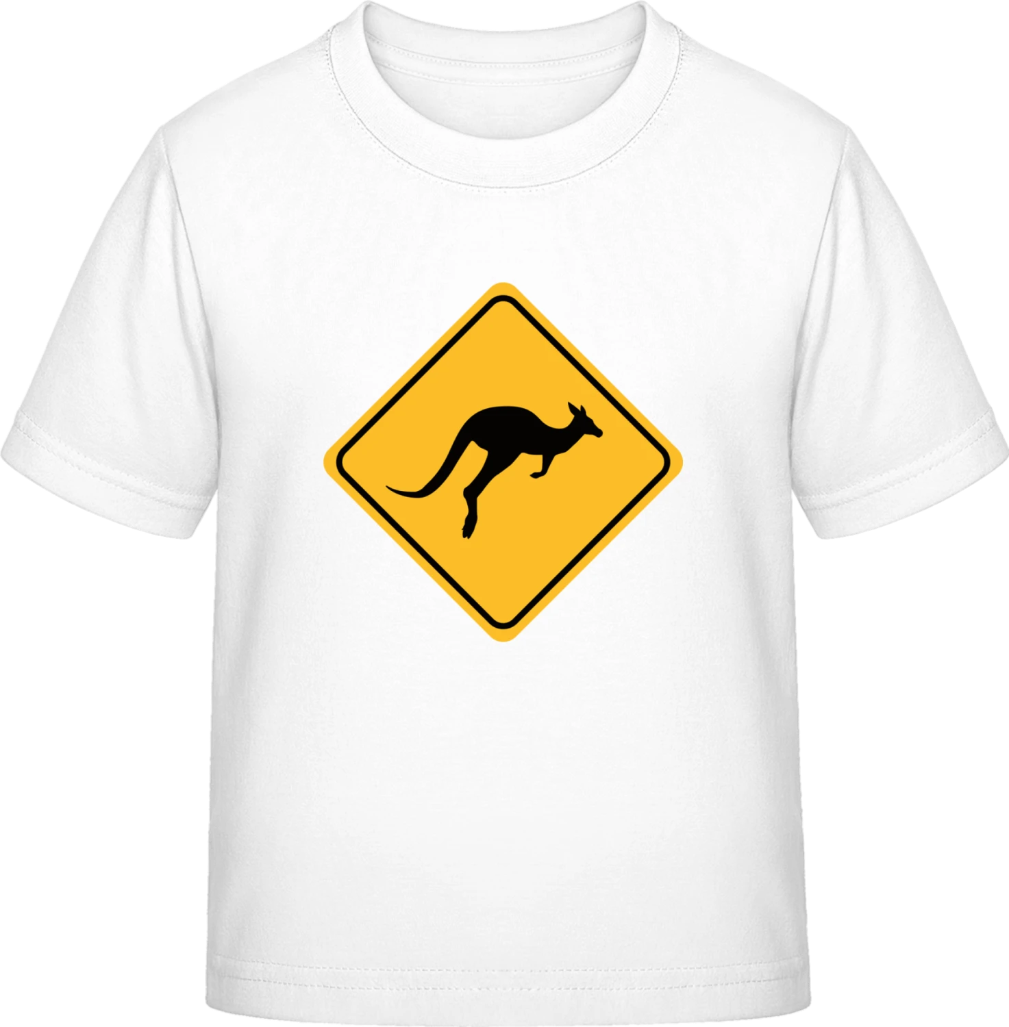 Kangaroo Warning Sign - White Exact 190 Kids - Front