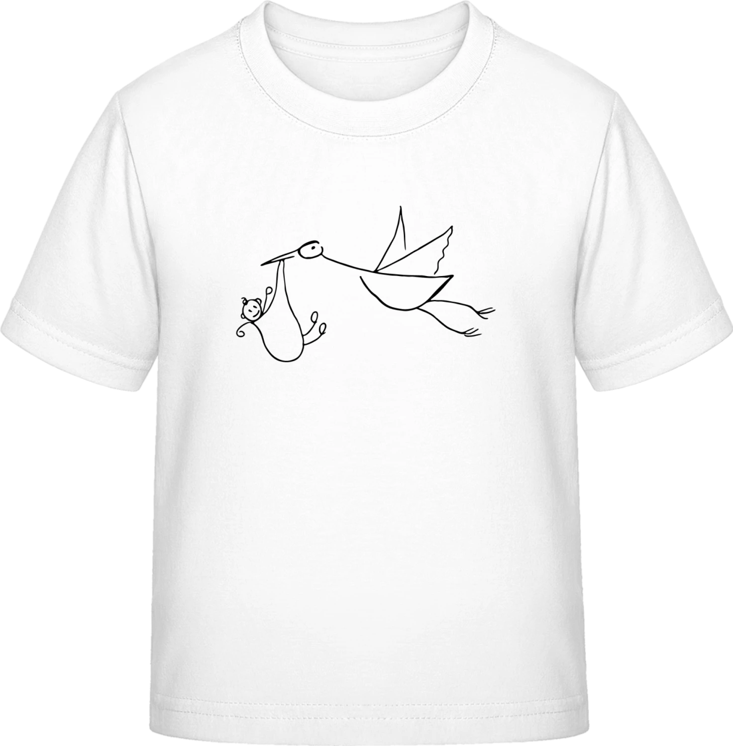 Stork And Baby Flying Drawing - White Exact 190 Kids - Front