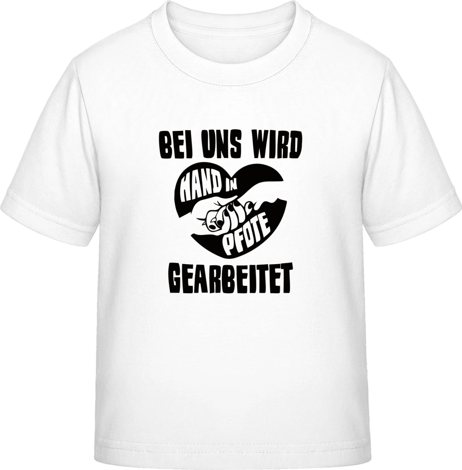 Bei uns wird Hand in Pfote gearbeitet - White Exact 190 Kids - Front