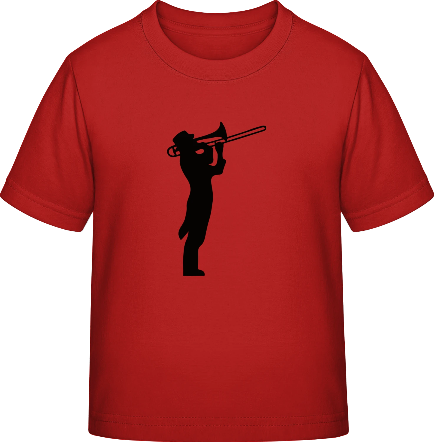 Trombone Player Silhouette - Red Exact 190 Kids - Front