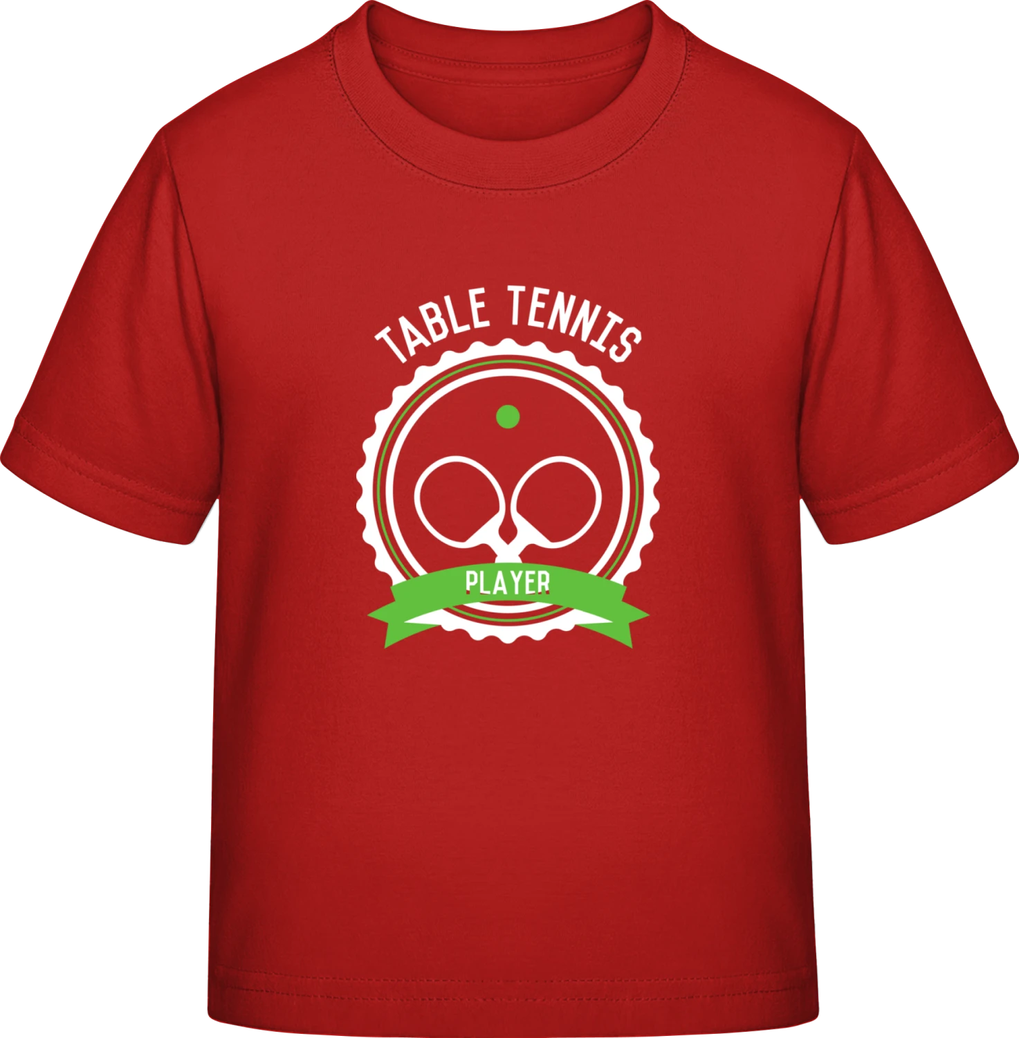 Table Tennis Player Crest - Red Exact 190 Kids - Front