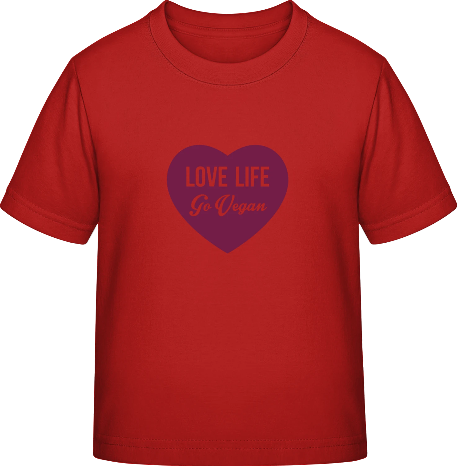 Love Life Go Vegan - Red Exact 190 Kids - Front